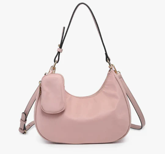 Stylish Black Nylon Shoulder Bag With Detachable Pouch